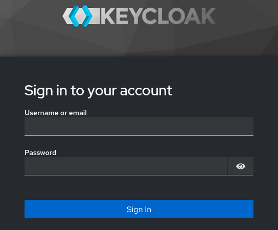 Page de connexion de l'administration Keycloak